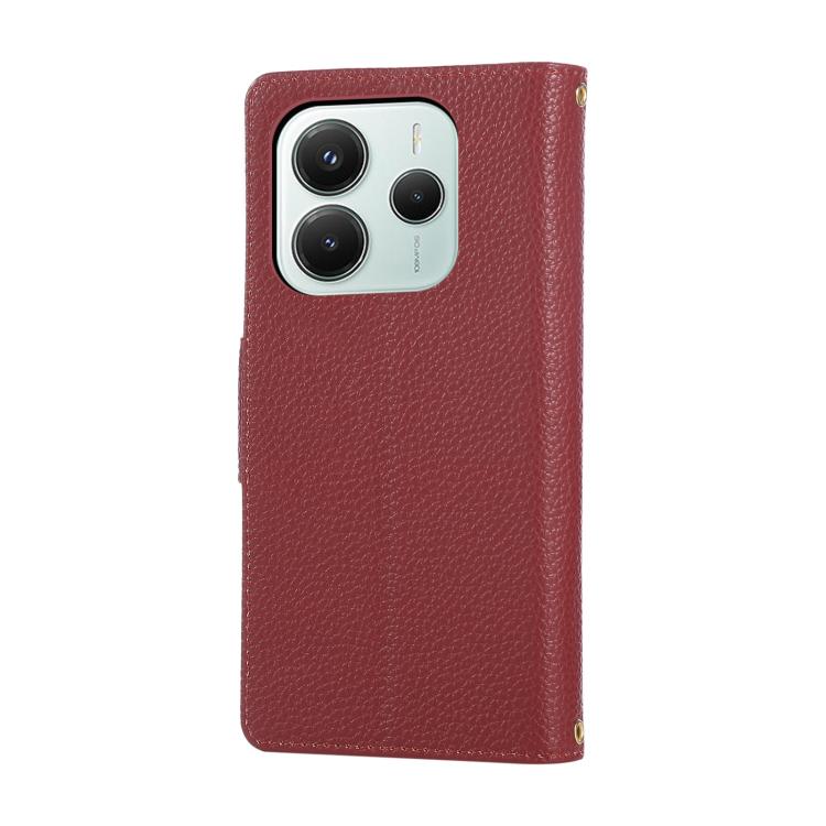 For Redmi Note 14 5G Round Buckle Zipper Wallet Leather Phone Case with Crossbody Strap