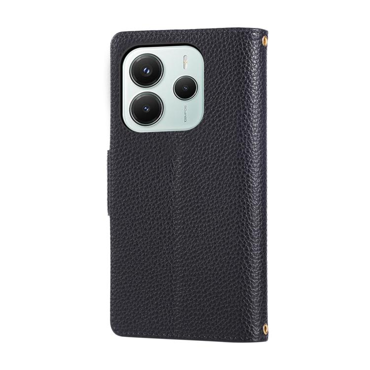 For Redmi Note 14 5G Round Buckle Zipper Wallet Leather Phone Case with Crossbody Strap