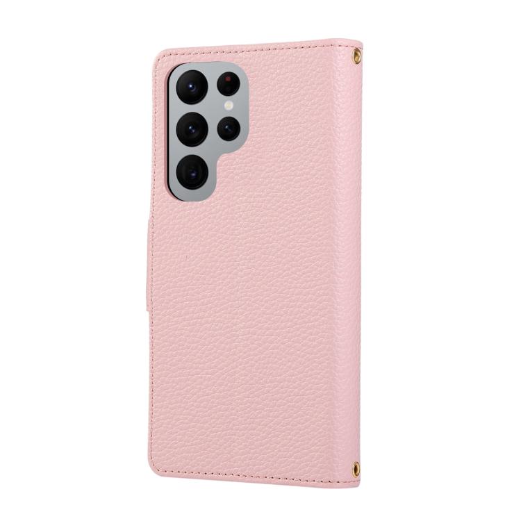 For Samsung Galaxy S22 Ultra 5G Round Buckle Zipper Wallet Leather Phone Case with Crossbody Strap