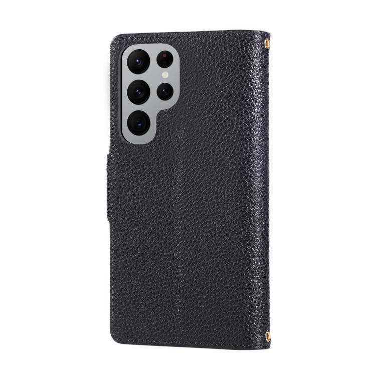 For Samsung Galaxy S22 Ultra 5G Round Buckle Zipper Wallet Leather Phone Case with Crossbody Strap