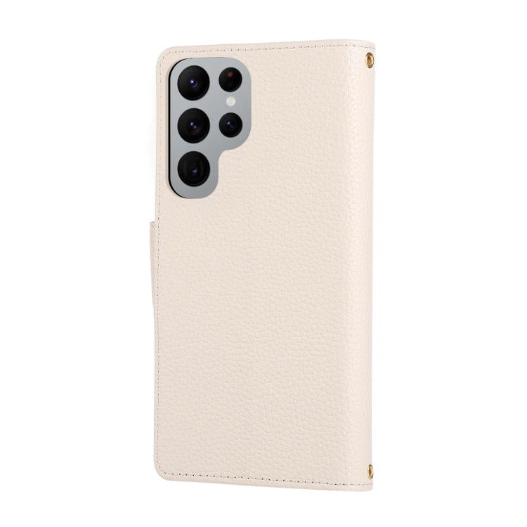 For Samsung Galaxy S22 Ultra 5G Round Buckle Zipper Wallet Leather Phone Case with Crossbody Strap