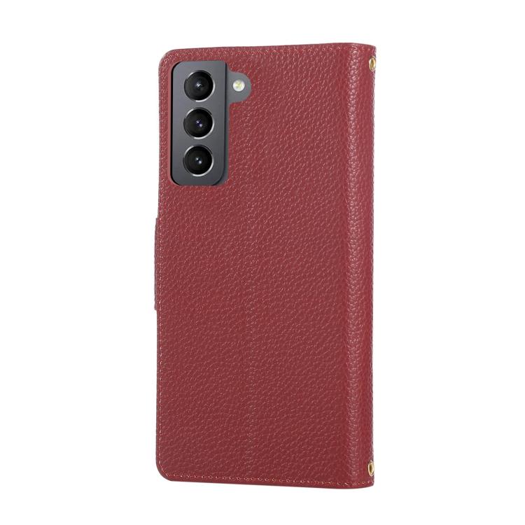 For Samsung Galaxy S21 5G Round Buckle Zipper Wallet Leather Phone Case with Crossbody Strap