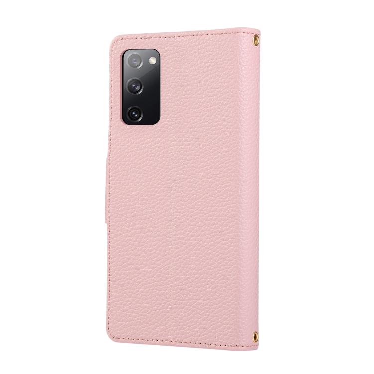 For Samsung Galaxy S20 FE Round Buckle Zipper Wallet Leather Phone Case with Crossbody Strap