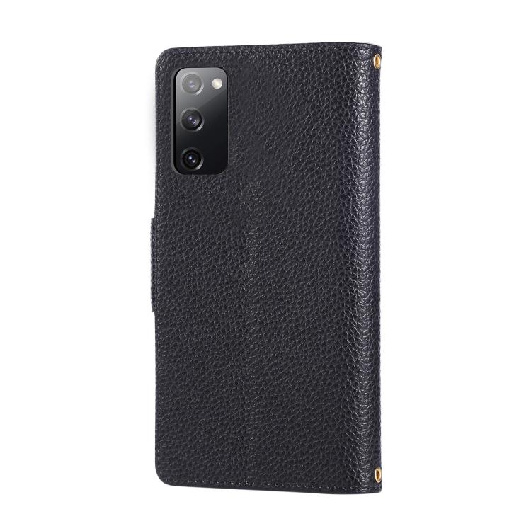 For Samsung Galaxy S20 FE Round Buckle Zipper Wallet Leather Phone Case with Crossbody Strap