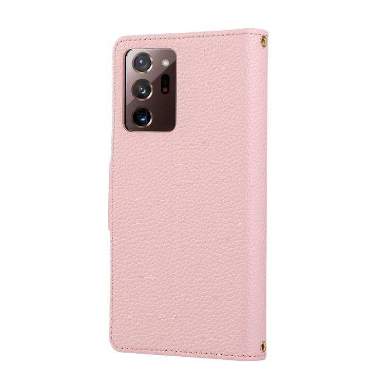 For Samsung Galaxy Note20 Ultra Round Buckle Zipper Wallet Leather Phone Case with Crossbody Strap