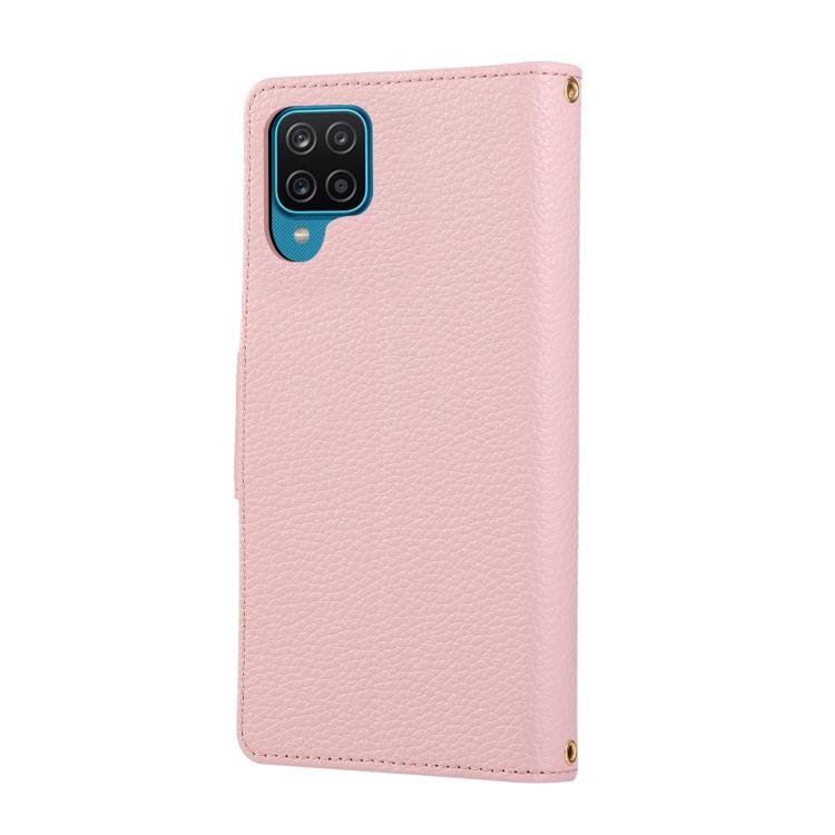 For Samsung Galaxy A12 5G Round Buckle Zipper Wallet Leather Phone Case with Crossbody Strap