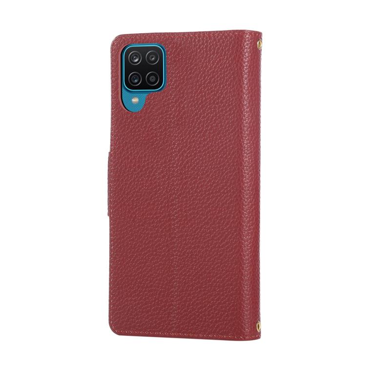 For Samsung Galaxy A12 5G Round Buckle Zipper Wallet Leather Phone Case with Crossbody Strap