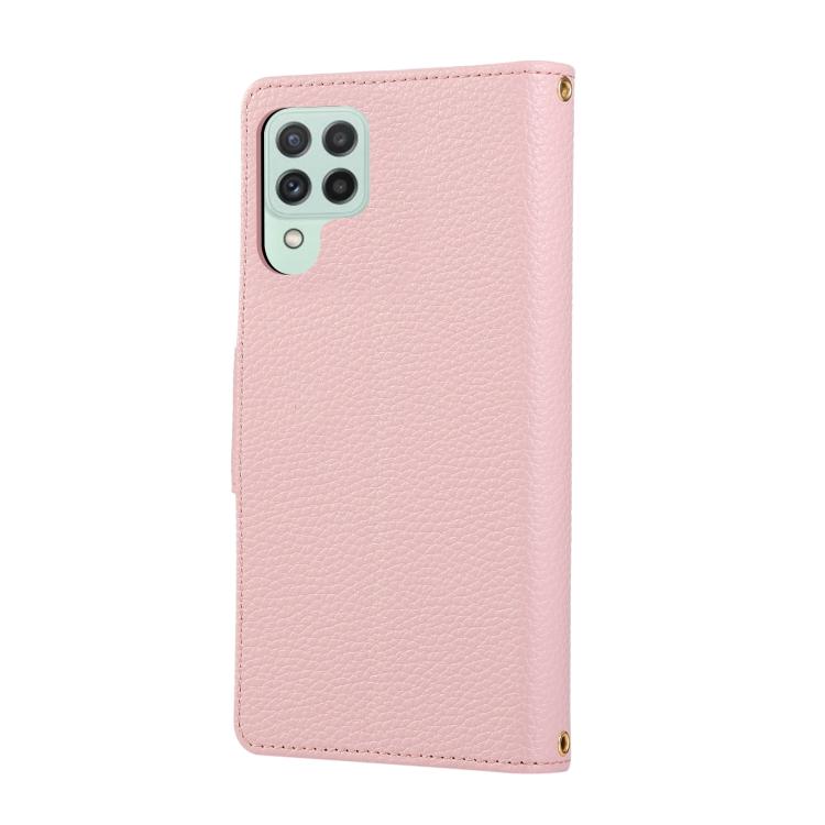 For Samsung Galaxy A22 4G Round Buckle Zipper Wallet Leather Phone Case with Crossbody Strap
