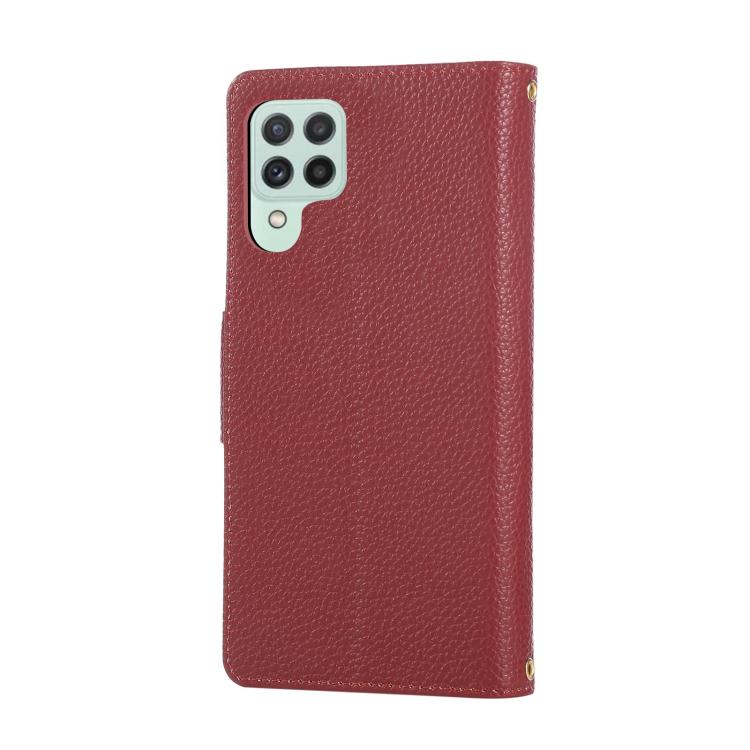 For Samsung Galaxy A22 4G Round Buckle Zipper Wallet Leather Phone Case with Crossbody Strap
