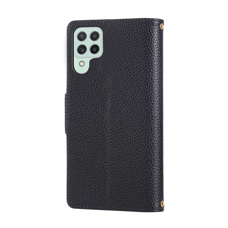 For Samsung Galaxy A22 4G Round Buckle Zipper Wallet Leather Phone Case with Crossbody Strap