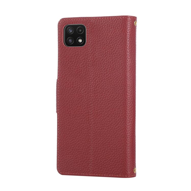 For Samsung Galaxy A22 5G Round Buckle Zipper Wallet Leather Phone Case with Crossbody Strap