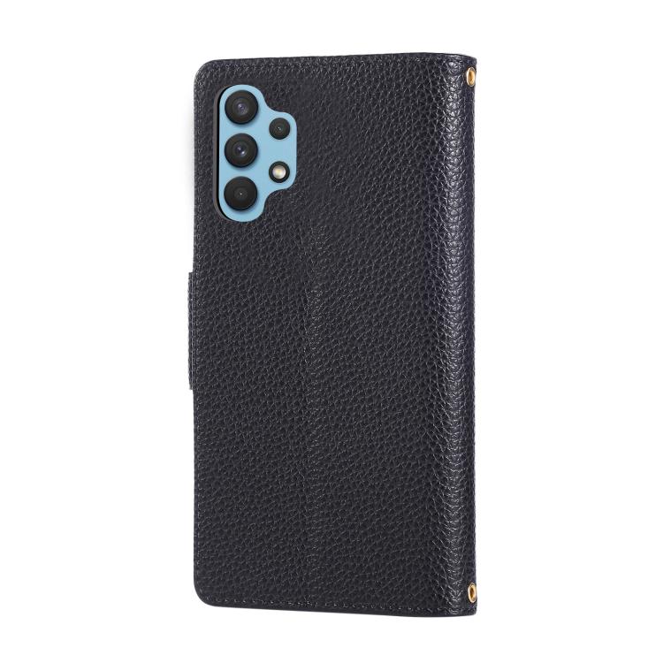 For Samsung Galaxy A32 4G Round Buckle Zipper Wallet Leather Phone Case with Crossbody Strap