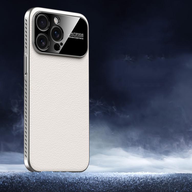 For iPhone 13 Pro Max Soft Armor Cooling Plain Leather Hybrid PC Phone Case