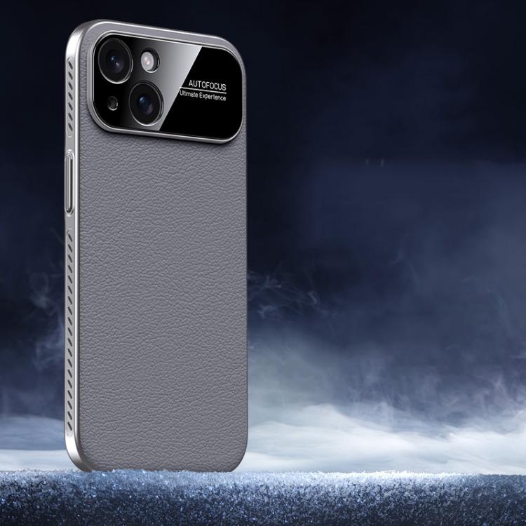 For iPhone 13 Soft Armor Cooling Plain Leather Hybrid PC Phone Case