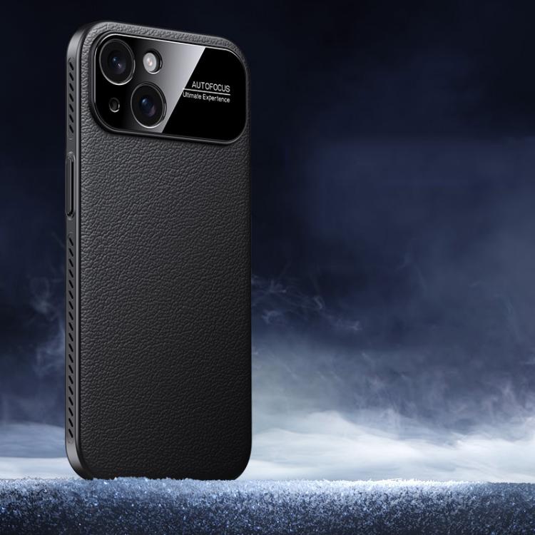 For iPhone 13 Soft Armor Cooling Plain Leather Hybrid PC Phone Case