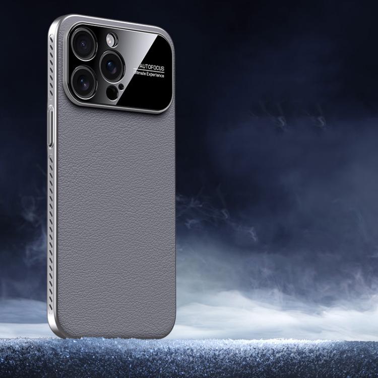For iPhone 13 Pro Soft Armor Cooling Plain Leather Hybrid PC Phone Case