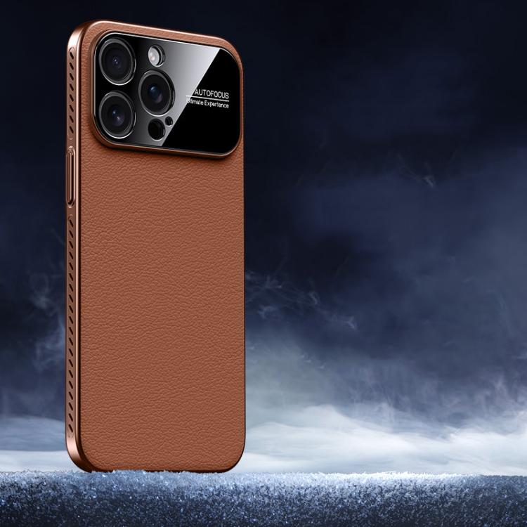For iPhone 14 Pro Soft Armor Cooling Plain Leather Hybrid PC Phone Case
