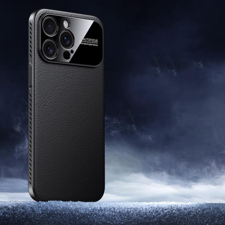 For iPhone 15 Pro Soft Armor Cooling Plain Leather Hybrid PC Phone Case