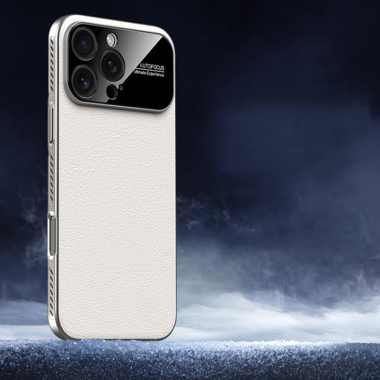 For iPhone 16 Pro Soft Armor Cooling Plain Leather Hybrid PC Phone Case