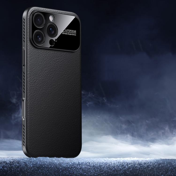 For iPhone 16 Pro Soft Armor Cooling Plain Leather Hybrid PC Phone Case