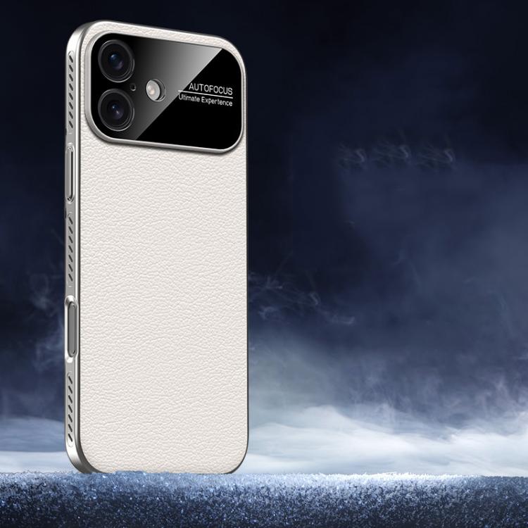 For iPhone 17 Soft Armor Cooling Plain Leather Hybrid PC Phone Case