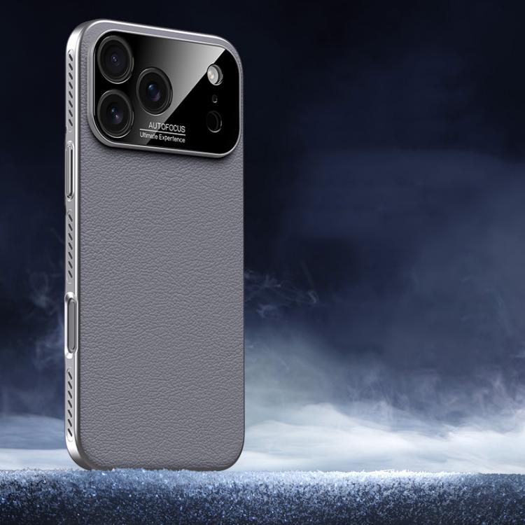 For iPhone 17 Pro Soft Armor Cooling Plain Leather Hybrid PC Phone Case