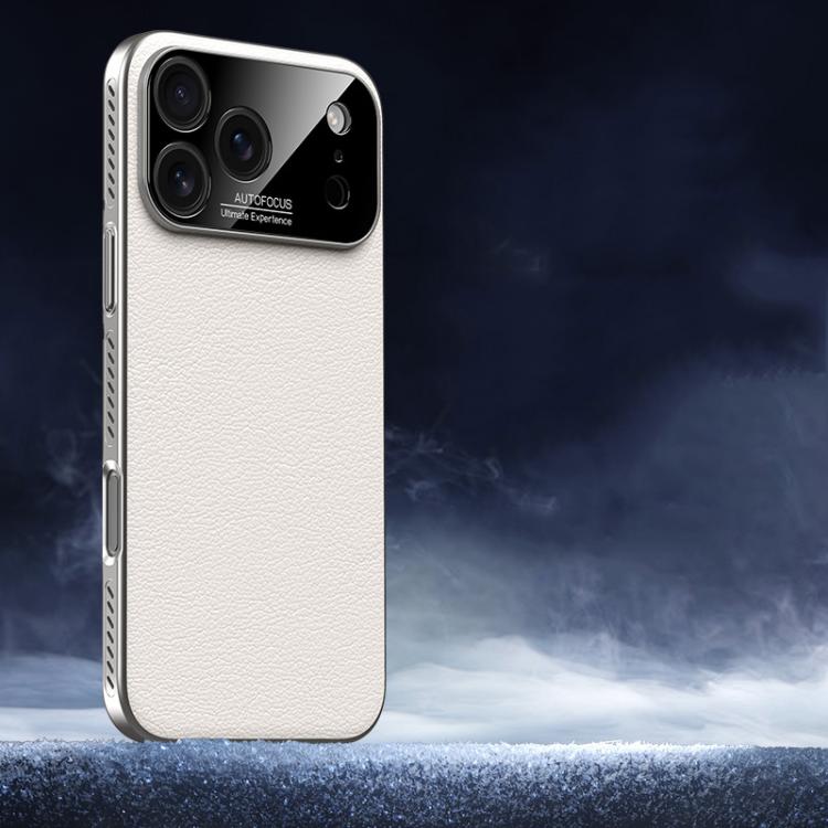 For iPhone 17 Pro Soft Armor Cooling Plain Leather Hybrid PC Phone Case