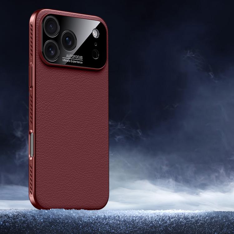 For iPhone 17 Pro Max Soft Armor Cooling Plain Leather Hybrid PC Phone Case