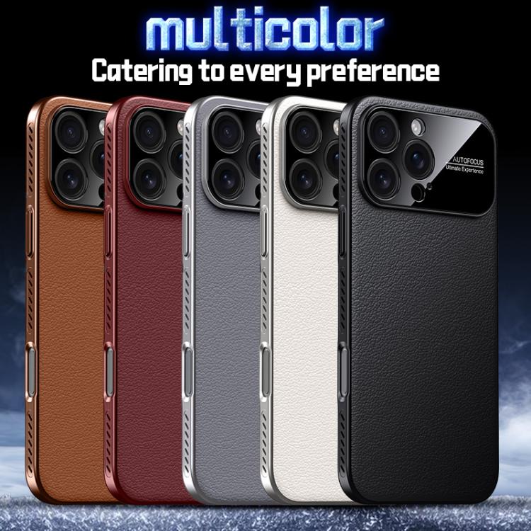For iPhone 17 Pro Soft Armor Cooling Plain Leather Hybrid PC Phone Case