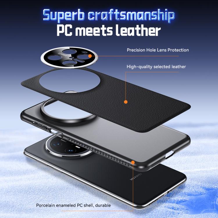 For Huawei Mate 70 Soft Armor Cooling Plain Leather Hybrid PC Phone Case