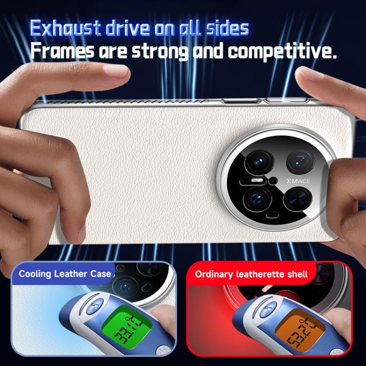 For Huawei Mate 70 Soft Armor Cooling Plain Leather Hybrid PC Phone Case