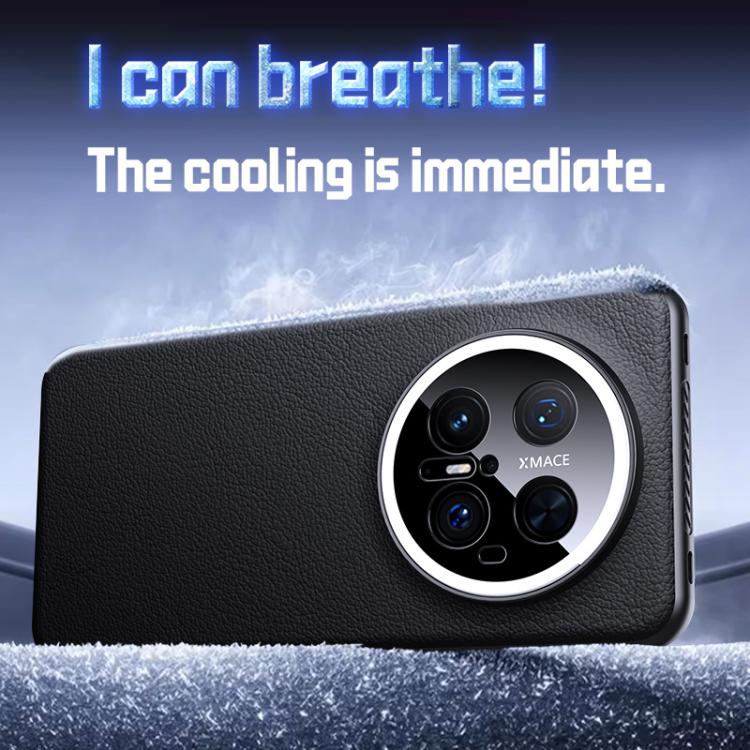 For Huawei Mate 70 Soft Armor Cooling Plain Leather Hybrid PC Phone Case