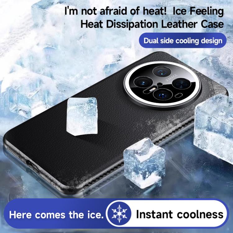 For Huawei Mate 70 Soft Armor Cooling Plain Leather Hybrid PC Phone Case