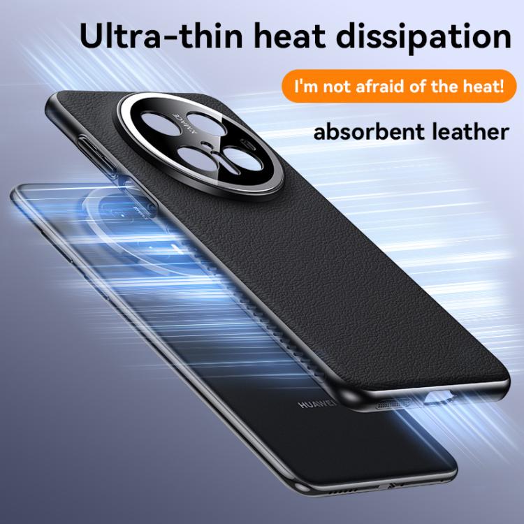 For Huawei Mate 70 Soft Armor Cooling Plain Leather Hybrid PC Phone Case