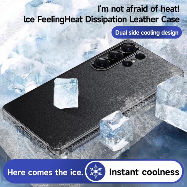 For Samsung Galaxy S25 Ultra 5G Soft Armor Cooling Plain Leather Hybrid PC Phone Case