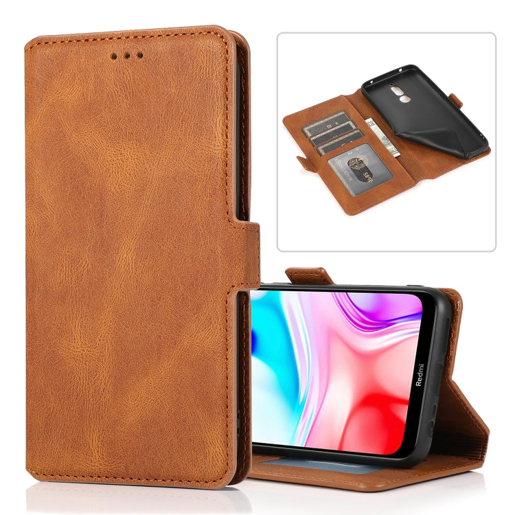 For Xiaomi Redmi 8 Retro Magnetic Closing Clasp Horizontal Flip Leather Case with Holder & Card Slots & Photo Frame & Wallet