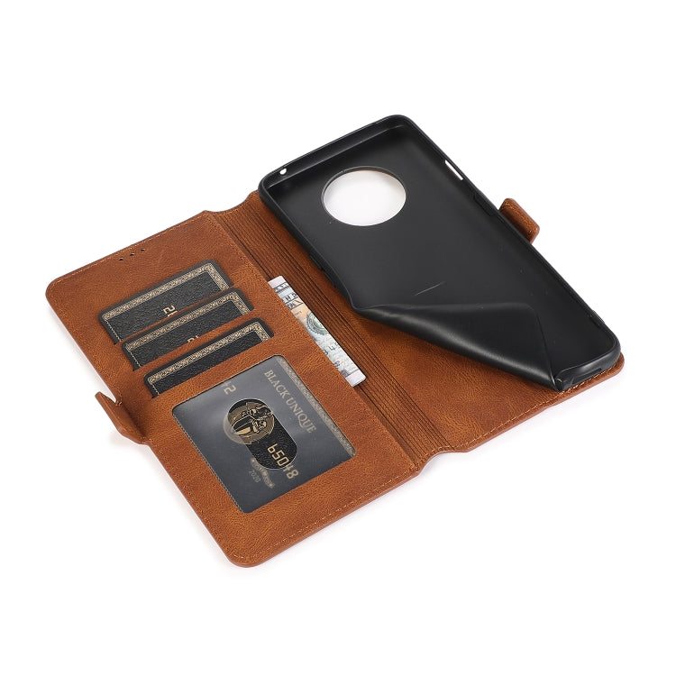 For OnePlus 7T Retro Magnetic Closing Clasp Horizontal Flip Leather Case with Holder & Card Slots & Photo Frame & Wallet