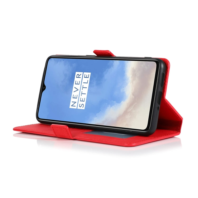 For OnePlus 7T Retro Magnetic Closing Clasp Horizontal Flip Leather Case with Holder & Card Slots & Photo Frame & Wallet