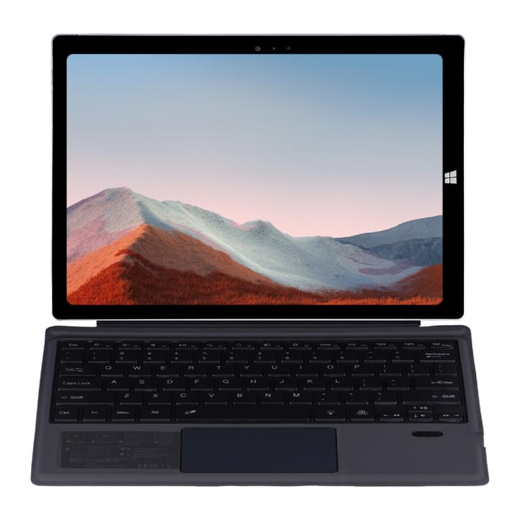 For Microsoft Surface Pro 7+ / 7 / 6 1109-D Ultra-thin Detachable Backlight Bluetooth Keyboard Leather Tablet Case with Touchpad - Black