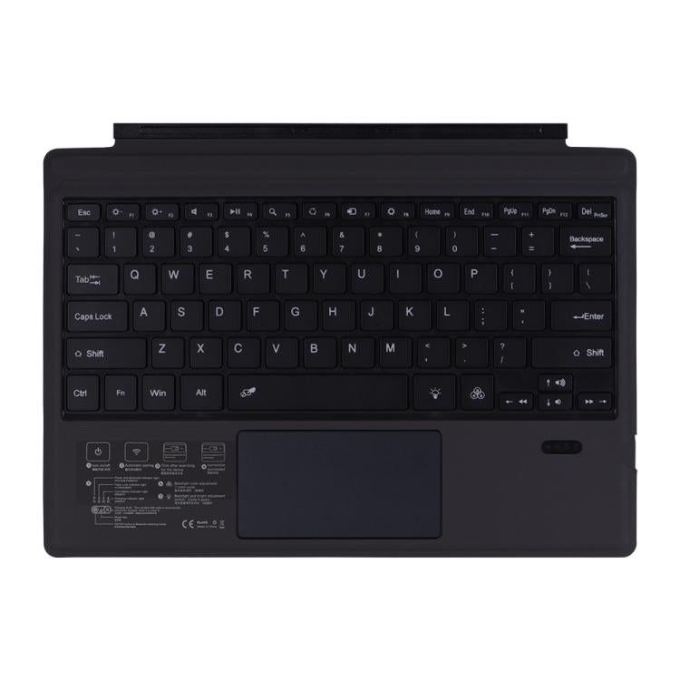 For Microsoft Surface Pro 7+ / 7 / 6 1109-D Ultra-thin Detachable Backlight Bluetooth Keyboard Leather Tablet Case with Touchpad - Black