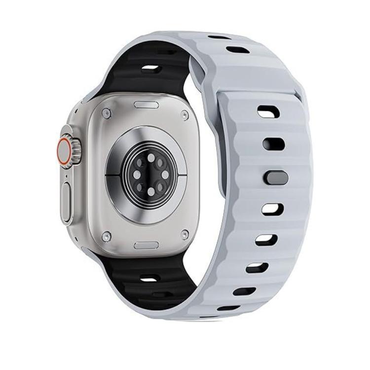 For Apple Watch 46mm / 49mm / 45mm / 44mm Dual-Color Mecha Armor Silicone Watch Band