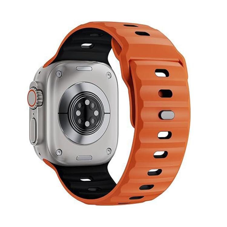 For Apple Watch 46mm / 49mm / 45mm / 44mm Dual-Color Mecha Armor Silicone Watch Band