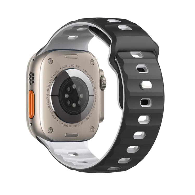 For Apple Watch 46mm / 49mm / 45mm / 44mm Dual-Color Mecha Armor Silicone Watch Band