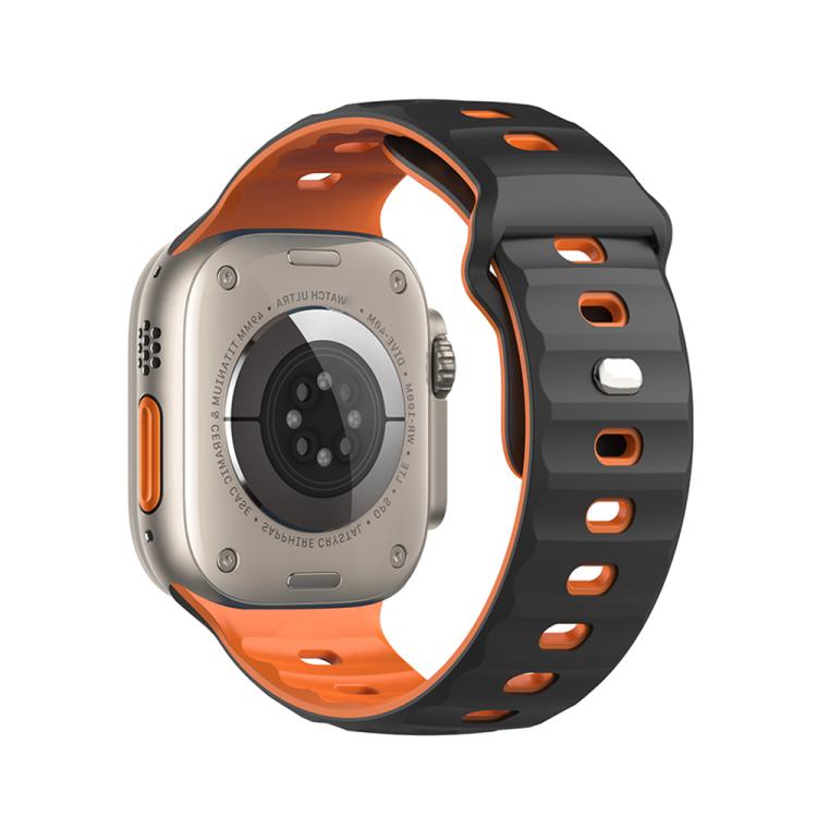 For Apple Watch 46mm / 49mm / 45mm / 44mm Dual-Color Mecha Armor Silicone Watch Band