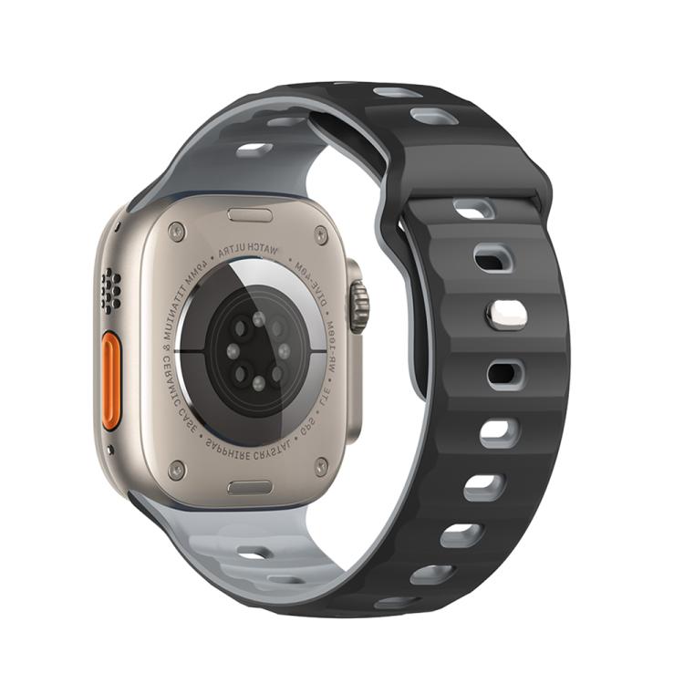 For Apple Watch 46mm / 49mm / 45mm / 44mm Dual-Color Mecha Armor Silicone Watch Band