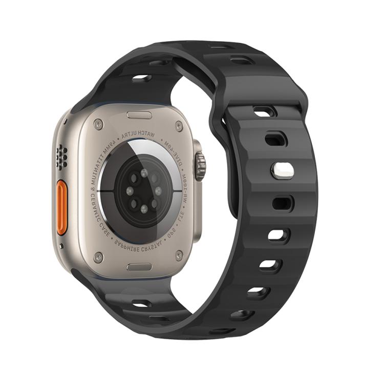 For Apple Watch 46mm / 49mm / 45mm / 44mm Dual-Color Mecha Armor Silicone Watch Band
