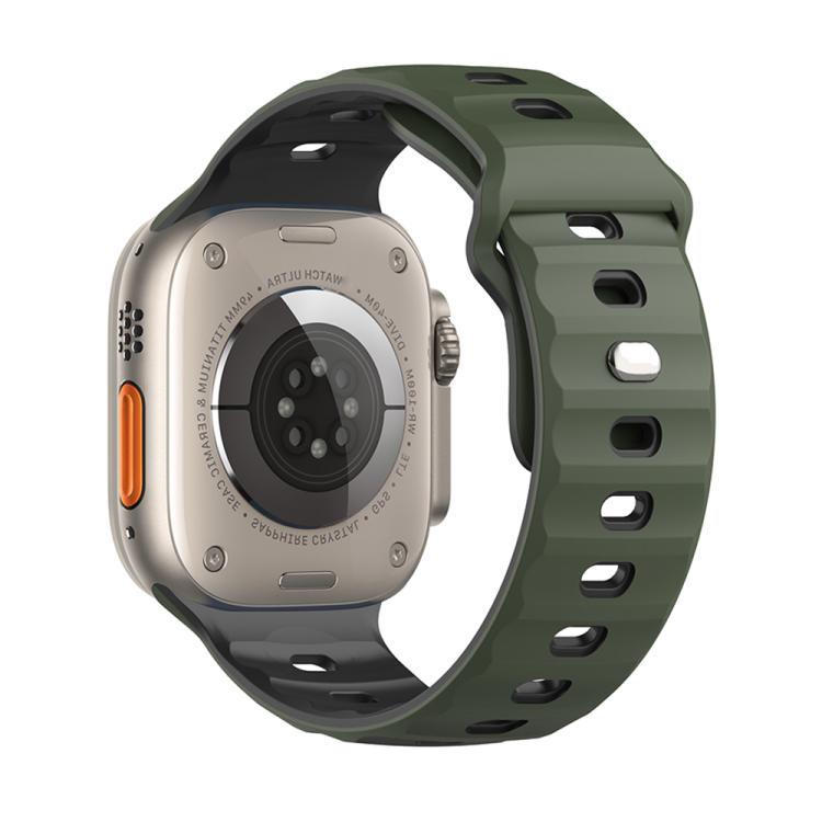 For Apple Watch 46mm / 49mm / 45mm / 44mm Dual-Color Mecha Armor Silicone Watch Band