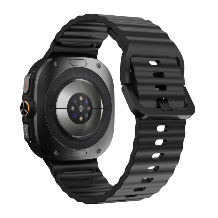 For Samsung Galaxy Watch8 Classic 46mm / Watch8 44mm / 40mm xDfind Wavy Grain Stitched Silicone Watch Band, Size:L
