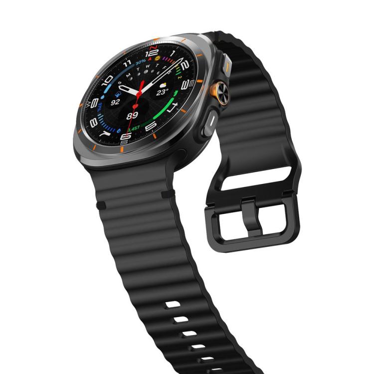 For Samsung Galaxy Watch8 Classic 46mm / Watch8 44mm / 40mm xDfind Wavy Grain Stitched Silicone Watch Band, Size:L