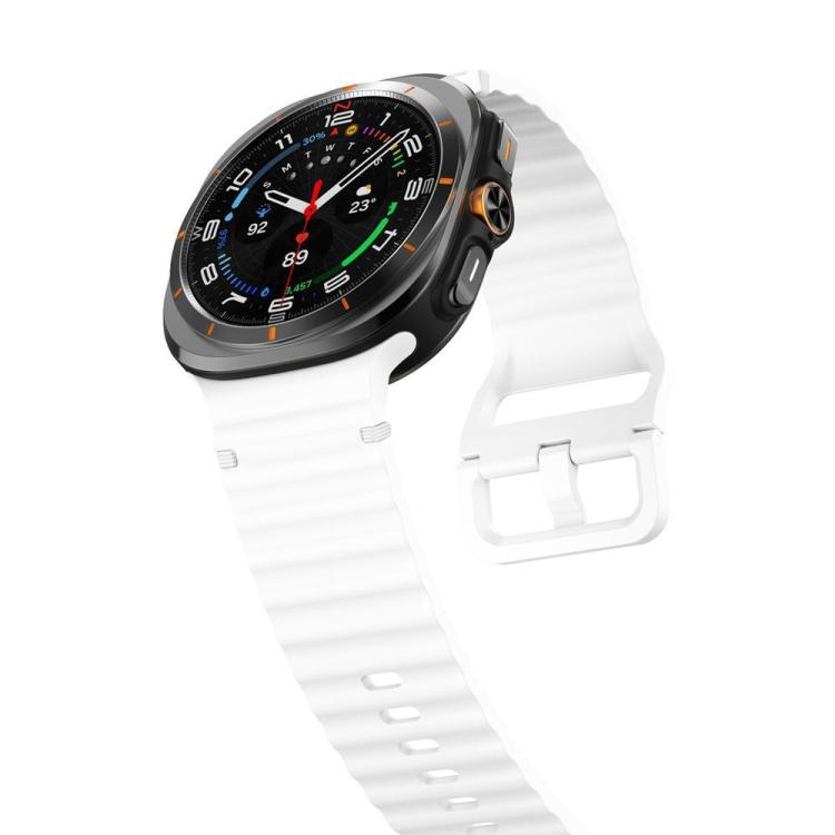 For Samsung Galaxy Watch8 Classic 46mm / Watch8 44mm / 40mm xDfind Wavy Grain Stitched Silicone Watch Band, Size:L